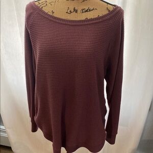 Burgundy Waffle Knit Long Sleeve Top